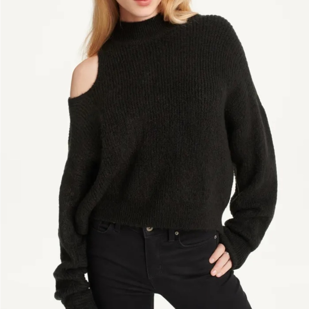 DKNY black cold shoulder sweater, size small